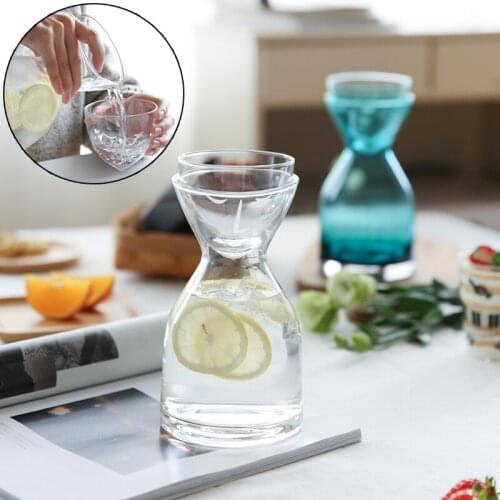 Glass Water Bottle Set With Cup Heat-Resistant Juice Beverage Flower Tea Jugs Home Office Coffee Bar Drinkware