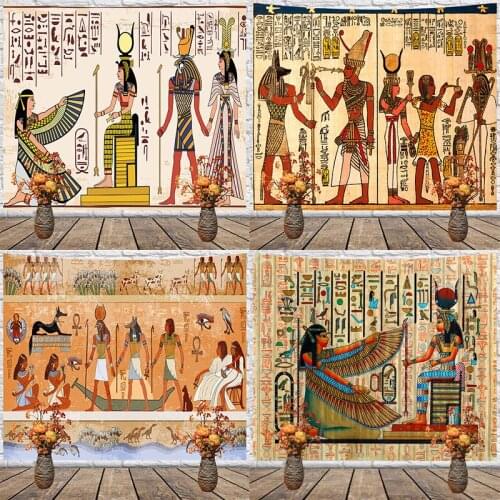 Yellow Ancient Egypt Wall Hanging Tapestry Vintage fabric wall canvas bedroom Printed Egyptian Wall Cloth Tapestry Home Decor