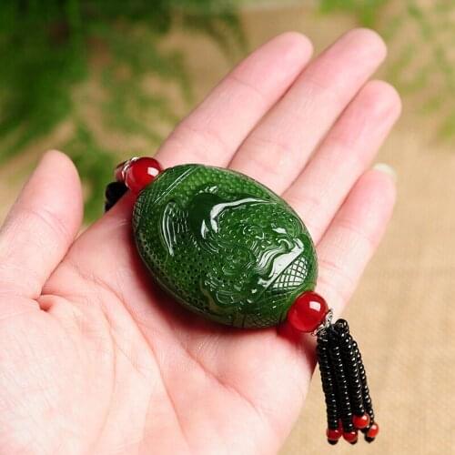 Natural jasper hollowed sweater chain pendant national wind woman and Hetian jade fringed necklace