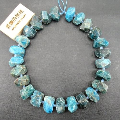 APDGG Natural Faceted Blue Apatite Nugget Gemstone Loose Beads 15.5" Strand Jewelry Making DIY
