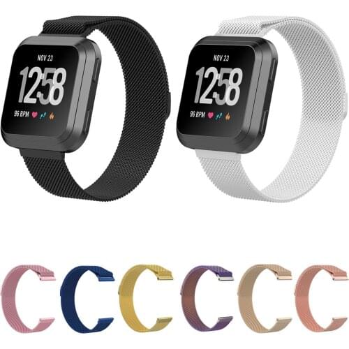 2018 New ML Loop Stainless Steel Watch Strap For Fitbit Versa Band Magnetic Clasp Wrist Bracelet Watchband with Pins