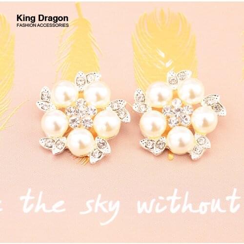 Rhinestone Pearl Buttons Used On Decoration 25MM 10pcs/lot Shank Back Silver Color KD384