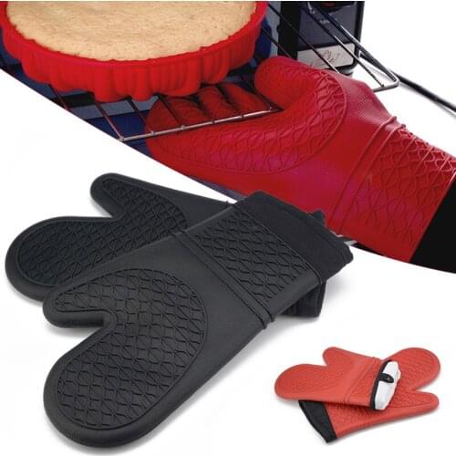 Extra Long Professional Silicone Oven Gloves Flexible Oven Gloves Thickened Silicone Oven Insulation Gloves Oven Mitts Bakewar
