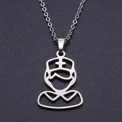 Nurse Stainless Steel Charm Necklace for Women Fashion Jewelry Necklaces Dropshipping Accept OEM Order Dainty Steel Necklaces