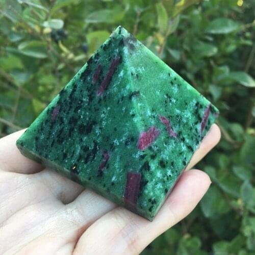 60mm NATURAL Red and Green Treasure Crystal PYRAMID