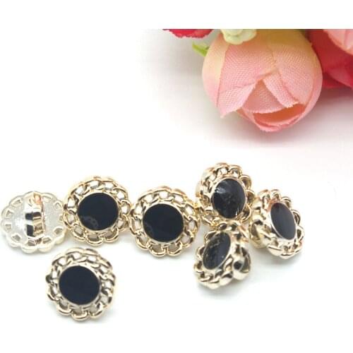 Plastic Sewing Buttons Scrapbooking Round Black Single Hole Hollow Chain 12mm 24 PCs Costura Botones Decorate bottoni botoes