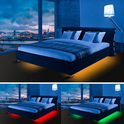 DC 5V WS2812B 5050 RGB Full Color automatic addressing pixel LED strip intelligent voice control bedroom bed light EU us uk plug