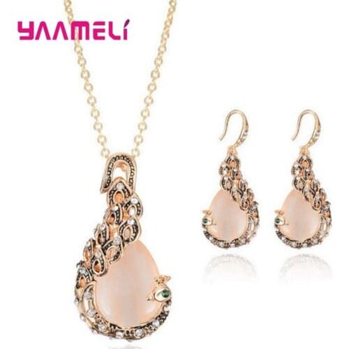 Amazing Luxury Women Fashion 925 Sterling Silver Peacock Jewelry Sets Noble Wedding/Engagement Jewelry Accesory Whoelsale