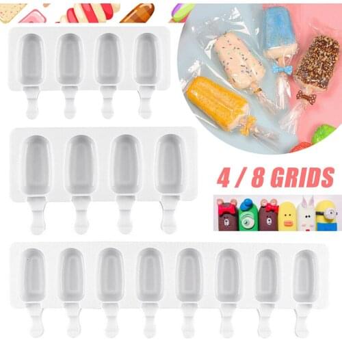 4/8 Cavity Ice Cream Silicone Mold Homemade Popsicle Mould with Wooden Sticks BP Free Perfect for Home Diy Ice Cream Making
