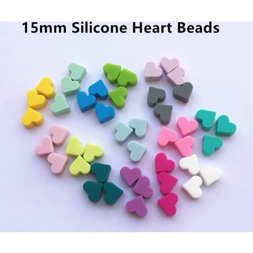 Chenkai 50pcs 15mm BPA Free Silicone Heart Teether Beads DIY Baby Bracelet Chewing Jewelry Toy Teethering Necklace Accessories