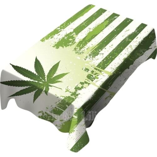 Green Plant Hemp Pattern Tablecloth Indoor And Outdoor Art Decoration