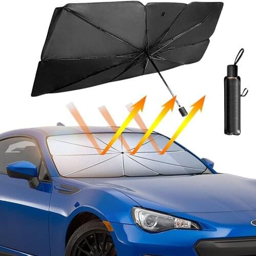 Car Windshield Sun Shade Umbrella, Foldable Car Sun Umbrella for Windshield Sun Protection Umbrella Front Sunscreen Visor