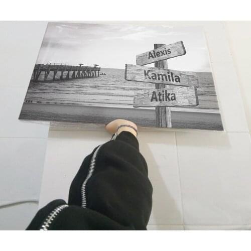 Frame Art Custom Name Canvas Painting Landscape Black White Wall Art Poster Personalized Anniversary Gift For Living Room Decor