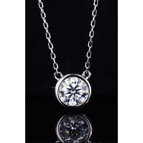 925 Sterling Silver Women 6.5mm 1ct Moissanites Round Necklace Pendant Fashion Wedding Jewelry Gifts Wholesale