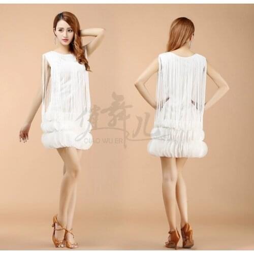 New Sequins Tassels Latin Skirt women Latin Tango Samba Dance Dress Party Stage Costumes Tassel dresses