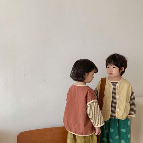 8625 Children Vest Color Contrast Vest Coat Autumn New 2021 Childrens New Pure Cotton Vest Boys Girls Clothes Casaul Vest