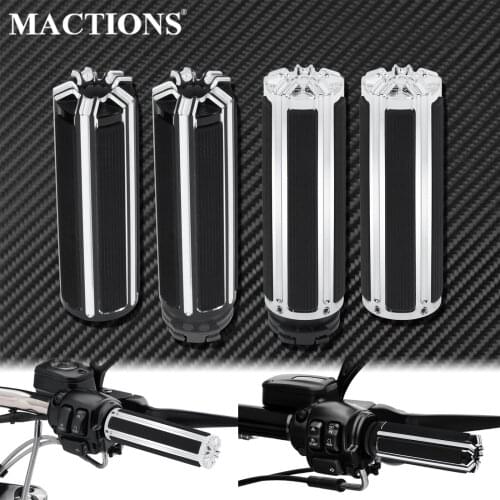 1" Black/Chrome Handlebar Motorcycle Hand Grips For Harley Sportster VRSC XL883 Touring Road King Dyna Street Bob FXDB Softail