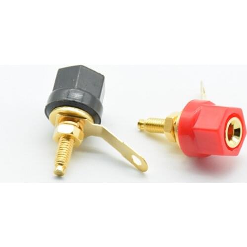 2pcs/lot 4mm Banana Socket Nickel Plated Binding Post Nut Banana Plug Jack Connector Red Black