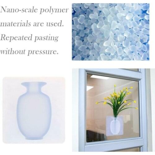 3D Magic Vase Wall Hanging Rubber Floret Bottle Silicone Vase Container Magic Sticker Silicone Sticky Flower On Wall Glass cup