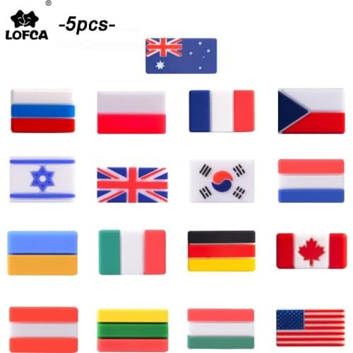LOFCA 5pcs National Flag Silicone Beads Baby Teether BPA Free Teething Beads Round Baby Safe DIY Chewable Teething For Infant