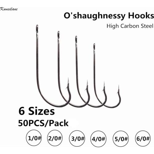 50pcs Fishing Hooks Freshwater Carp Live bait Jig Hook offset Fly Single Fishhooks Coated Long Shank Sharpened Oshaughnessy