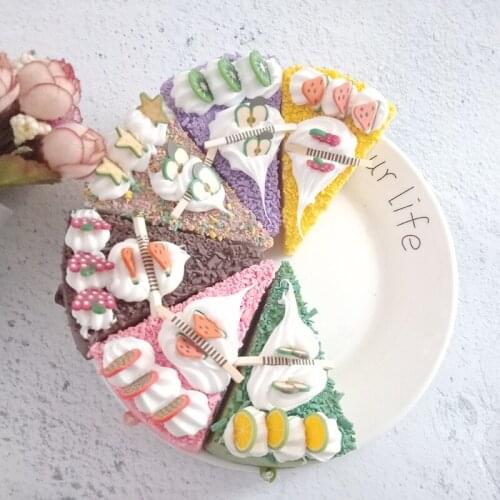 6pcs Simulation Triangle Cake Soft Squishy PU Bread Model Furnishing Articles Stress Relief Squeeze Toy Wedding Birthday Decor