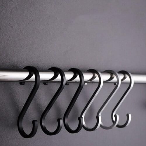 7PCS Space Aluminuml Practical Hooks S Shape Kitchen Railing S Hanger Hook Clasp Holder Hooks For Hanging Clothes Handbag Hook