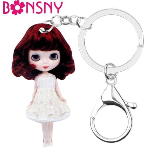 Bonsny Statement Acrylic Cute Fashion Girl Keychains Key Rings For Women Girls Teens Car Handbag Purse Charms Gift Decoration