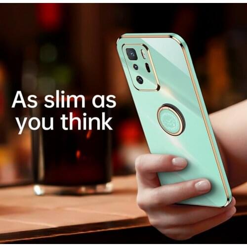 Finger Ring Holder Case For POCO X3 GT 5G POCO F3 GT G3 X3 Pro M3 F2 Pro X3 NFC Soft Silicone Plating edge Cover