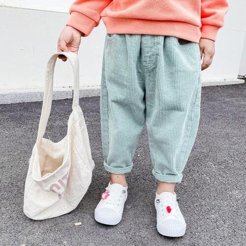 2020 autumn childrens corduroy pants new Korean boys and girls casual pants baby slacks kids clothes
