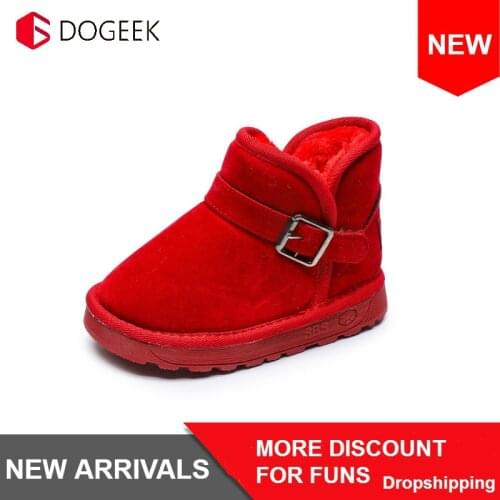 DOGEEK Childrens Snow Boots For Girls Winter Shoes For Children Footwear Boots Kids Plush Warm Baby Boots 1-7 years TToddlers