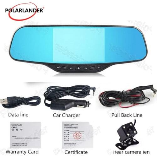 Hot sale 4.3 inch rearview Mirror Dual lens car DVR camera video recorder with rear view camera Motion Detection night vision