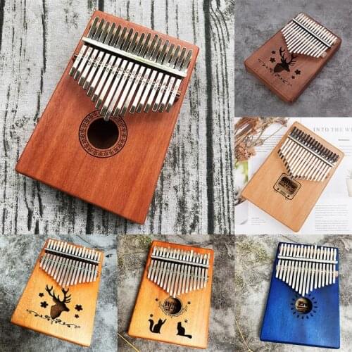 17-Key 6 Colors Wooden Kalimba Finger Thumb Piano Education Musical Instrument Toy With Tuning Hammer Scale Sticker For Children
