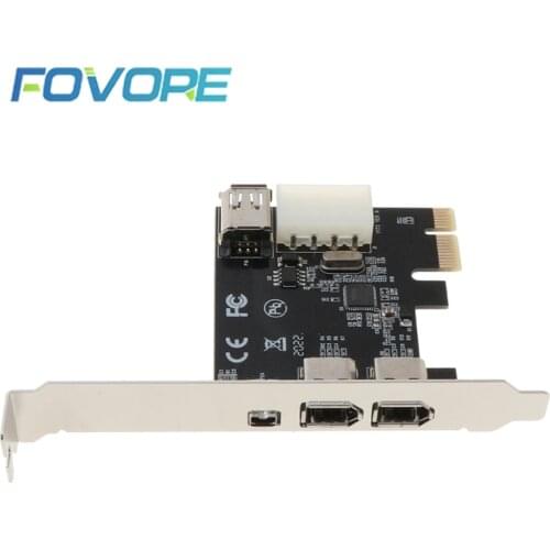 PCI-e 1X IEEE 1394A 4 Port(3+1) Firewire Card Adapter PCIe 1394A converter With 6 Pin To 4 Pin IEEE 1394 Cable For Desktop PC