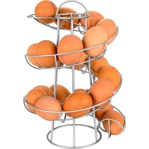 Spiral Design Egg Storage Basket Kitchen Egg Holder Egg Display Rack Save Space Shelves Holder Kitchen Goods - Red Black Silver