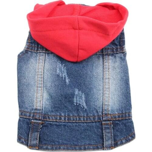 New Dog Pet Jacket Cat Denim Vest Jeans Pet Puppy Hoodie Clothes For Dogs Cats Puppy Small Medium 4 Colours