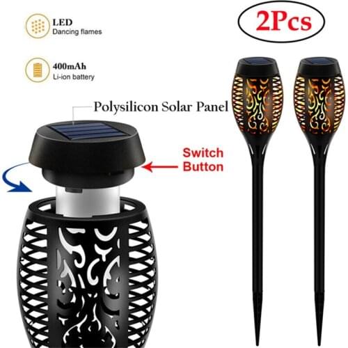 2PCS 12LED 1W Solar Flame Lamp Outdoor Induction Torch Lamp Garden Courtyard Ground Decorative Landscape Lamp