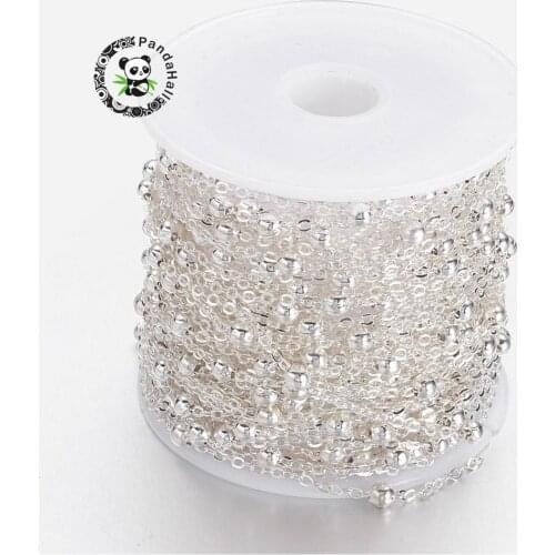 10m Brass Cross Chains Cable Chains for Jewelry Making Link: 2X2X1mm Bead: 3mm Golden Color Silver Color Antique Bronze Color