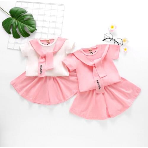 Summer Girls Clothing Set Short Sleeve T-shirt Shorts Two Piece Kids Clothes for Girl 1 2 3 4 Year Baby Children Outfits Suits