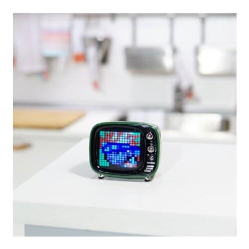 LOFREE TV Bluetooth Speaker Wireless Portable Retro green TV Modeling pixel Alarm Clock Mini Speaker gift