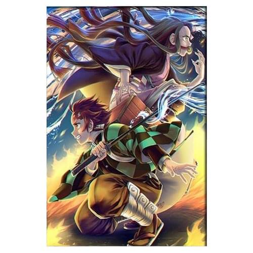 Lot style Japanese Anime Demon Slayer Kimetsu no Yaiba Kamado Tanjirou Kamado Nezuko Art print Silk poster Home Wall Decor