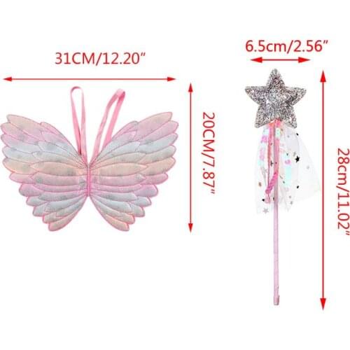 Cute Children Costumes Performance Props Gradient Color Butterfly Princess Angel Fairy Stick Kids Dress Up Playing Toys