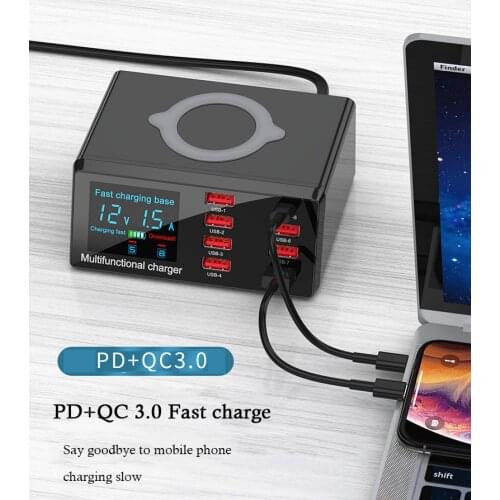 DIYFIX X9 Intelligent Multifucntion Charger With PD+QC 3.0 For iPhone Huawei Fast Wireless Charging USB Digital Display Tool Set