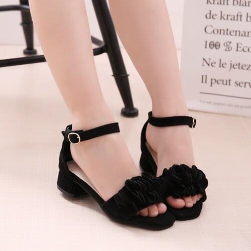 Princess Heeled Wedge Fashion Flower Dress Shoes Summer Girls Dance Party Children Kid Sandals 3 4 5 6 7 8 9 10 11 12 Years Old