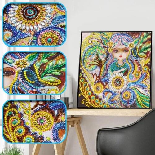 5D DIY Full Drill Diamond Painting Flower Fairy Cross Stitch Embroidery Kit Mosaic Painting Rhinestone Craft Home Decoration