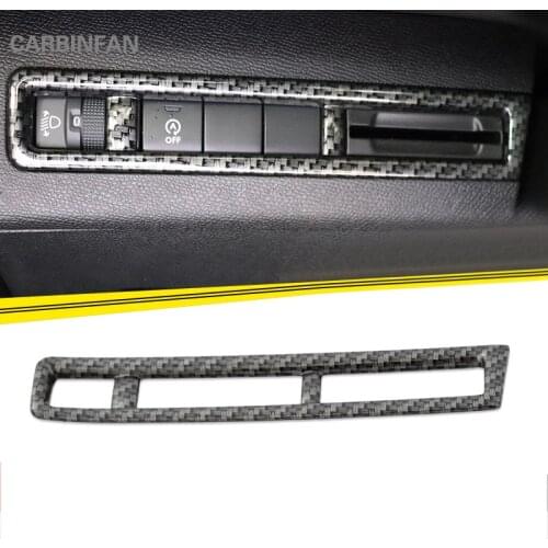 Carbon fiber Car Headlight Adjustment button Cover Car Styling Interior Chrome For Peugeot 3008 5008 GT 2017 Accessories C425