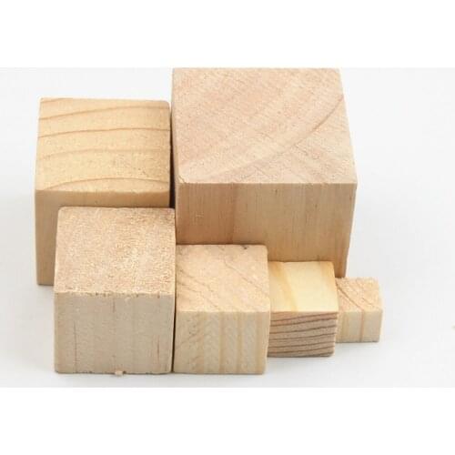 Natural Solid Cube Wooden Beads kids Early Educational Toys Assemblage Block Wood Embellishment DIY Woodwork Crafts 10-40mm