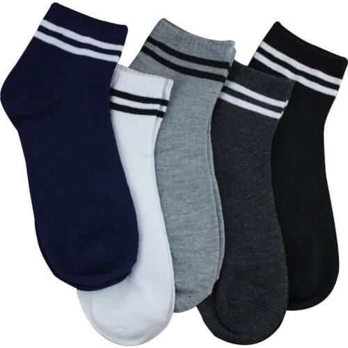 5pairs New Fashion Stripe Men Short Sock Pure Colors Black Spring Autumn Sock Comfortable Cotton Adult Short Sock Meias Eur37-43