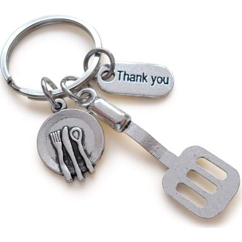 New Gift For Cooks Chefs Baker Keychain Spatula plate Key Ring Key Accessories Kitchen Key Chains Baking Jewelry