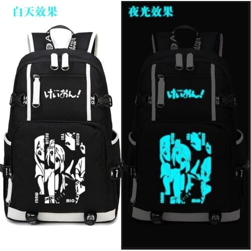 New Anime K-ON Backpack Hirasawa Yui Akiyama Mio Cosplay Student School luminous travel bags Oxford bags